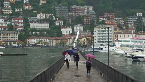 People-Walking-on-the-Bridge-near-Como-Lake