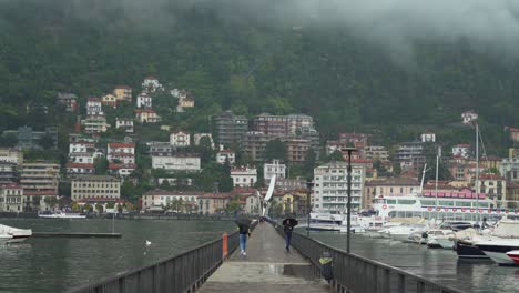 People-Walks-With-Umbrellas-near-Como-Lake