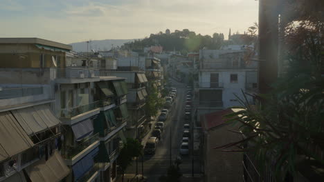 Dawn-light-bathes-a-peaceful-Greek-city-street