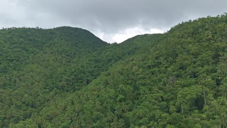 Luftaufnahmen-Von-Mit-Tropischen-Wäldern-Bedeckten-Hügeln-In-Der-Nähe-Des-Mahucdam-Sees,-Nord-Surigao,-Philippinen