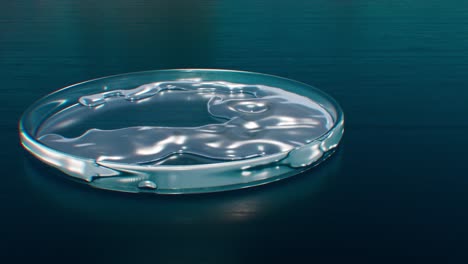 Pfanne-Mit-Flüssiger-Quecksilberlegierung-In-Petriplatten-Animation,-Giftiges-Laborexperiment