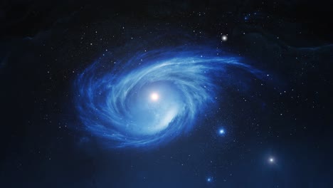 Blaue-Spiralgalaxie-In-Der-Dunkelheit-Im-Weltraum