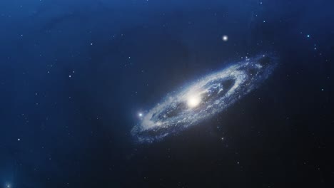Hacia-La-Galaxia-Blanca-Que-Brilla-Intensamente-En-El-Espacio