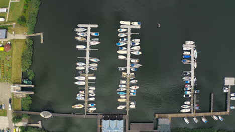 top-aerial-view-of-yachts-moored-in-the-marina