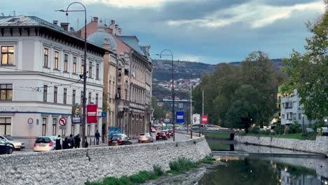 SARAJEVO---Latin-Bridge,-Clock-Tower,-Gazi-Husrev-beg-Mosque,-Olympic-Spirit,-Sebilj-Fountain,-Historical-Sites,-Scenic-Walk,-Bosnia-and-Herzegovina,-Cobblestone-Streets,-Mosque-Visits