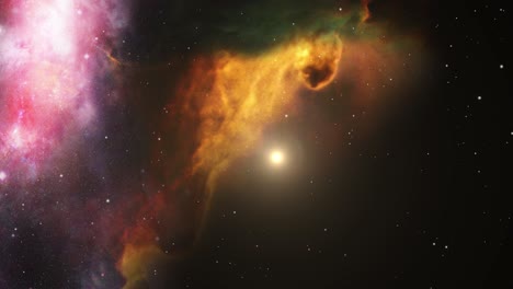 Una-Nebulosa-Colorida-Con-Nubes-Cósmicas-En-Movimiento