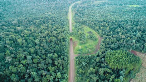 Bird's-eye-view-of-a-wildlife-overpass-in-Misiones,-Argentina,-showcasing-the-conscientious-effort-in-animal-conservation