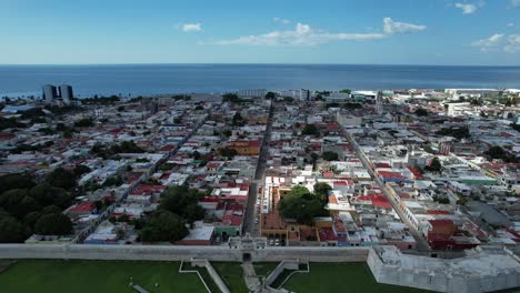 drone-shot-of-campeche-main-avenue-and-its-pirate-wall