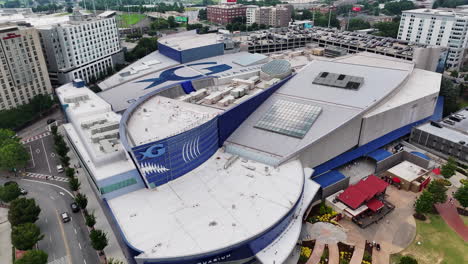 Aerial-footage-of-Georgia-Aquarium-complex