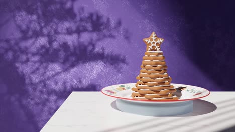Pastel-De-Chocolate-Sobre-Mantel-Blanco-Con-Fondo-Púrpura-Concepto-De-Celebración-De-Eventos