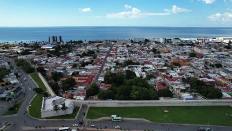 lateral-drone-shot-of-campeche-wall-ditch-in-mexico