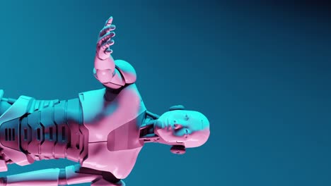 Vertical-Del-Pensamiento-Ai-Robot-Hominoide-Moviendo-El-Brazo-Y-Las-Manos-Usando-Inteligencia-Artificial-Representación-3d-Animación-Humanoide-Futurista