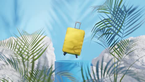 Reisekoffer-Mit-3D-Rendering-Animation-Einer-Ruhigen-Umgebung,-Bereit-Für-Den-Urlaub