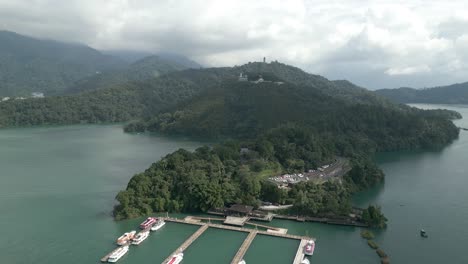 Sun-Moon-Lake-Drone-Aerial-View-Wen-Wu-Temple-4K