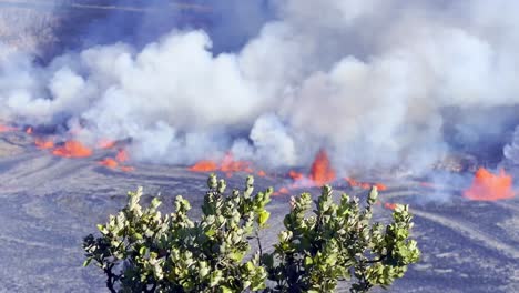 Cinematic-long-lens-booming-up-shot-of-the-September-2023-Kilauea-Volcano-eruption-on-the-first-day-of-activity-in-Hawai'i-Volcanoes-National-Park