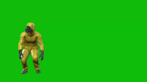 Biohazard,-Hazmat-suit-3D-character-walking-afraid-and-running-away-on-green-screen-3D-animation