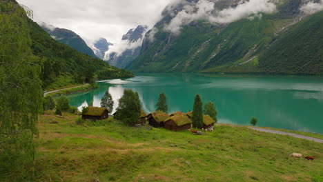 Slice-of-heaven-at-Lovatnet-lake-in-the-municipality-of-Stryn,-Norway