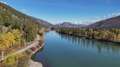 Yellowhead-Highway-Bliss:-Aerial-Exploration-of-Thompson-River-in-Autumn