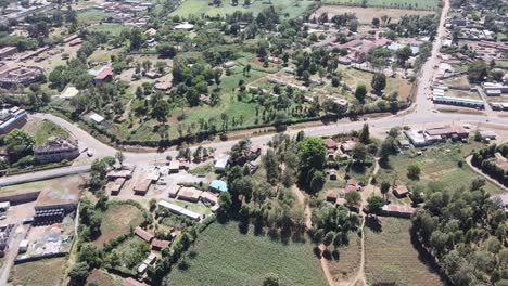 Aerial-panorama-of-peaceful-Loitokitok-town,-Southern-Kenya