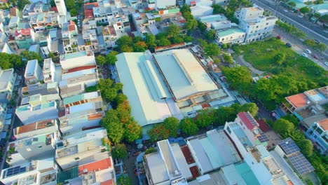 Aerial-View-Bac-My-An-Vietnamese-Local-Market-Ngu-Hang-Son,-Da-Nang,-Vietnam