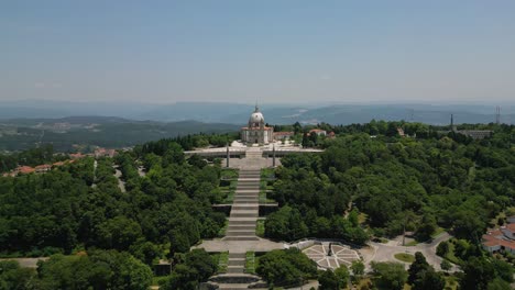 Aerial-panoramic:-Serene-Sameiro-Sanctuary-in-verdant-Braga-hills