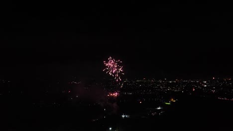 Aerial-shot-of-fireworks-going-off-signifying-new-years