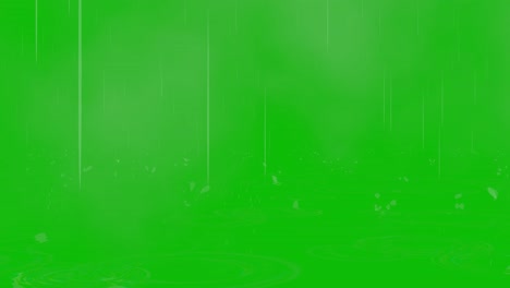 Visual-effects,-VFX,-rain-falling-with-droplets-on-green-screen-3D-animation