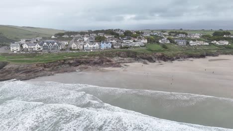 Polzeath-beach-Cornwall-UK-panning-drone,aerial