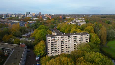 Approaching-70's-appartment-building-in-residential-area-Amterdam-Noord