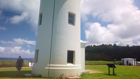 Gimbal-booming-up-shot-of-nenes-and-the-Kilauea-Point-Lighthouse-on-the-northern-shore-of-Kaua'i-in-Hawai'i