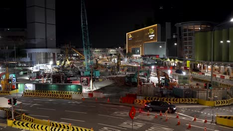 View-Of-The-Construction-Site-Opposite-Novena-Station-On-The-North-South-Corridor-Project-In-Singapore-At-Night