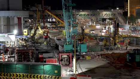 Engineering-Works-Opposite-Novena-Station-On-The-North-South-Corridor-Project-In-Singapore-At-Night