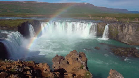 Slow-motion-shot-of-the-Godafoss-waterfall-in-north-Iceland.