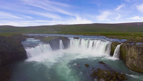 Drone-aerial-footage-of-the-Godafoss-waterfall-in-north-Iceland.