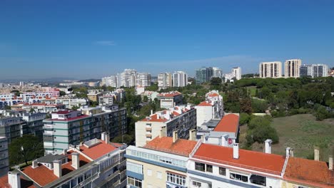 Ein-Panoramablick-Auf-Die-Stadt-Lissabon-In-Großer-Höhe,-Der-Die-Wohn--Und-Geschäftsgebäude-Sowie-Die-Stadtlandschaft-Zeigt