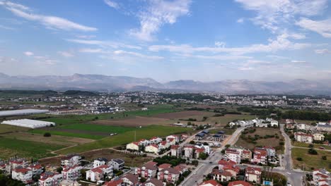 Mediterranean-City-of-Side,-Turkey-in-Summer,-Aerial-Drone