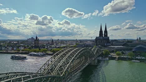 Trains-in-motion-over-Hohenzollern-Bridge-near-Cologne-Cathedral
