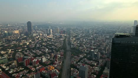 Aerial-flyover-over-Mexico-City-with-a-high-level-of-air-pollution