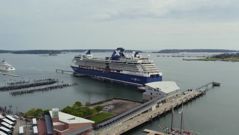 Aerial-view-of-Celebrity-Millennium-Cruise-ship-docked-at-Portland-city-port