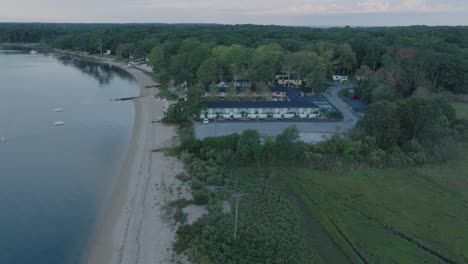 Aerial-Drone-shot-of-Salt-Marsh-in-Orient-Greenport-North-Fork-Long-Island-New-York-before-sunrise