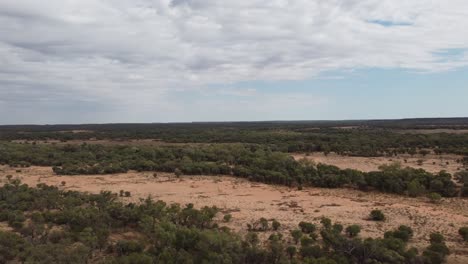 Aerial-view-of-a-remote-outback-land-with-trees-and-bushes