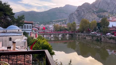 Amasya-Turkey-the-city-of-historical-building-rock-landscape-luxury-hotel-stay-night-river-side-in-beautiful-Turkish-breakfast-experience-wonderful-landscape-ancient-traditional-lifestyle-on-a-bridge