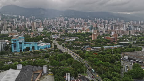 Medellin-Colombia-Aerial-v18-drone-flyover-Campo-Amor-across-Manila-and-Astorga-along-Calle-10-capturing-busy-street-traffics-and-El-Poblado-hillside-cityscape---Shot-with-Mavic-3-Cine---November-2022