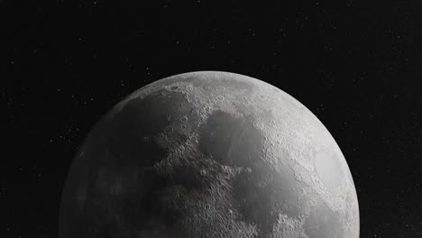 La-Luna,-Render-3d,-Realista,-Giratoria,-órbita,-Espacio-Profundo,-Espacio-Exterior,-Marco-Central