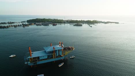 Aerial-view-of-Sabah-Celebes-Sea-Diving-Station,-an-haven-for-diving-enthusiasts,-situated-in-the-heart-of-the-Celebes-Sea-in-Sabah,-Malaysia