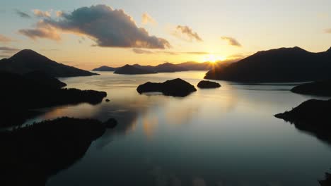 Scenic-aerial-view-of-calm,-placid-waters-in-the-remote-wilderness-of-Pelorus-Sound-Te-Hoiere-of-Marlborough-Sounds,-South-Island-of-New-Zealand-Aotearoa