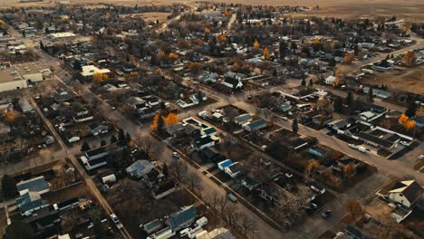 Aerial-views-of-the-streets-of-Assiniboia-Canalta-in-Saskatchewan,-Canada,-a-rural-town