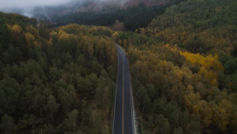 Scenic-aerial-view-over-Alpine-Loop-highway-valley-in-fall-and-cloudy-day