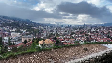 SARAJEVO:-Fortress-views-from-Vratnik-unveil-Sarajevo's-panoramic-charm,-harmonizing-with-its-cultural-heritage