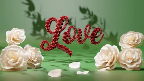Romantischer-Floraler-Liebeshintergrund-Mit-Grünem-Hintergrund